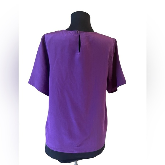 Vintage Classix Short Sleeve Purple Silk Blouse Small - Picture 3 of 13
